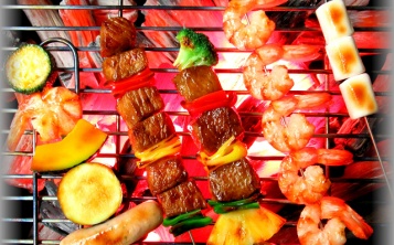 Kebab replica on the grill with artificial coals