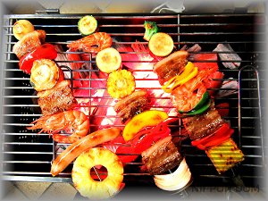 Kebab replica on the grill with artificial coals